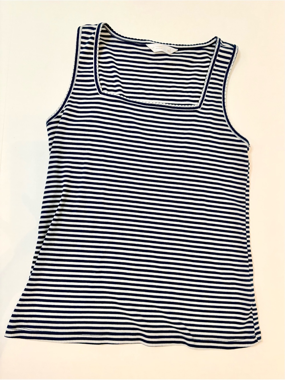 LC Lauren Conrad Navy & White Striped Square Neck Tank Size Large